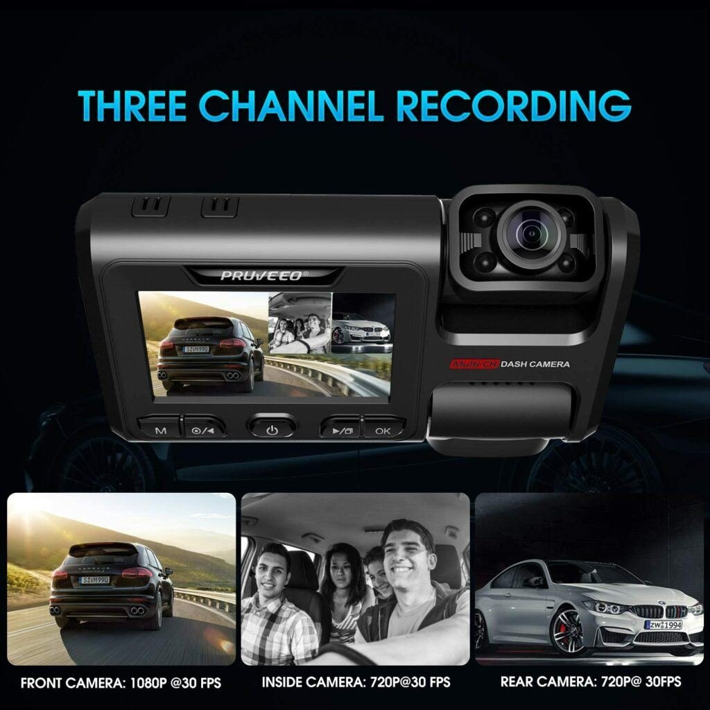 Pruveoo D40 3 Channel Dash Cam 1080p 