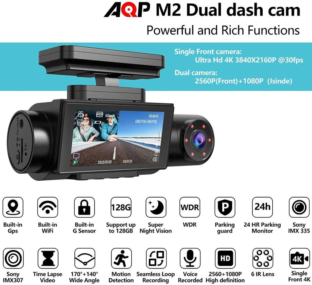AQP Dual Dashcam, 4K Single Front Camera 2560P Review