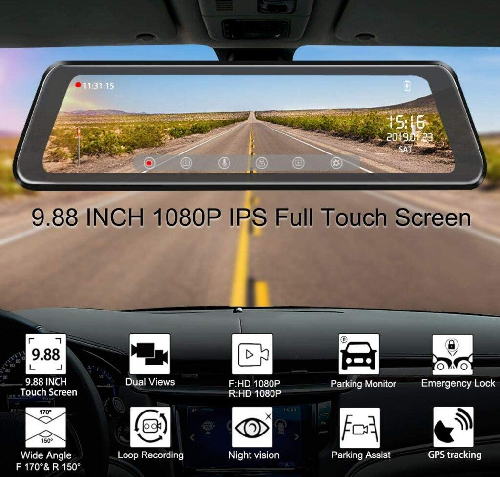 Mirror Dash Cam 9 inch Backup Camera 